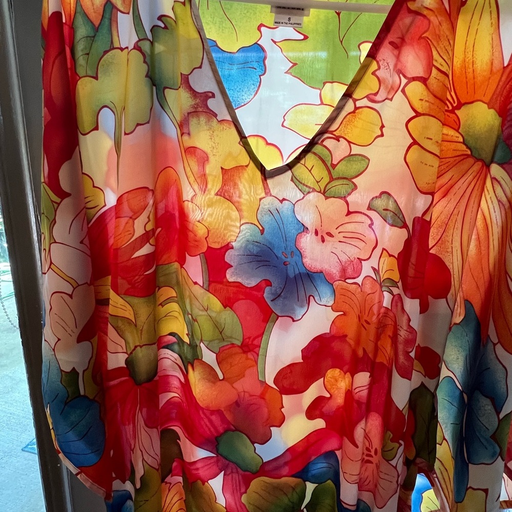 Satin thin Summer Kimono  long dress Colorful size Small like new